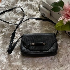 Mackage Black Leather Crossbody Bag with Arrow Hardware